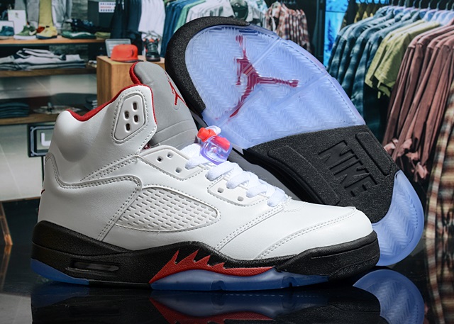 Air Jordan 5 Retro V White Black Fire Red